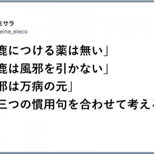 「馬鹿につける薬は無い」「馬鹿は風邪を引かない」「風邪は万病の元」三つの慣用句から導き出せること