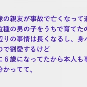 我が子として育てているつもりだった男の子、普段明るくて良い子なのが時々暗い目になることがあり